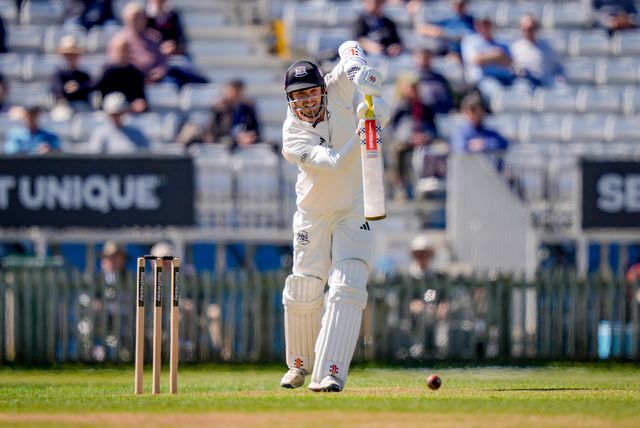 Oliver Price of Gloucestershire plays a straight drive during the County Championship Division Two Derbyshire vs Gloucestershire at The Central Co-Op County Ground, Derby, United Kingdom on 24 April 2026

(Photo by Maynard Manyowa/News Images)