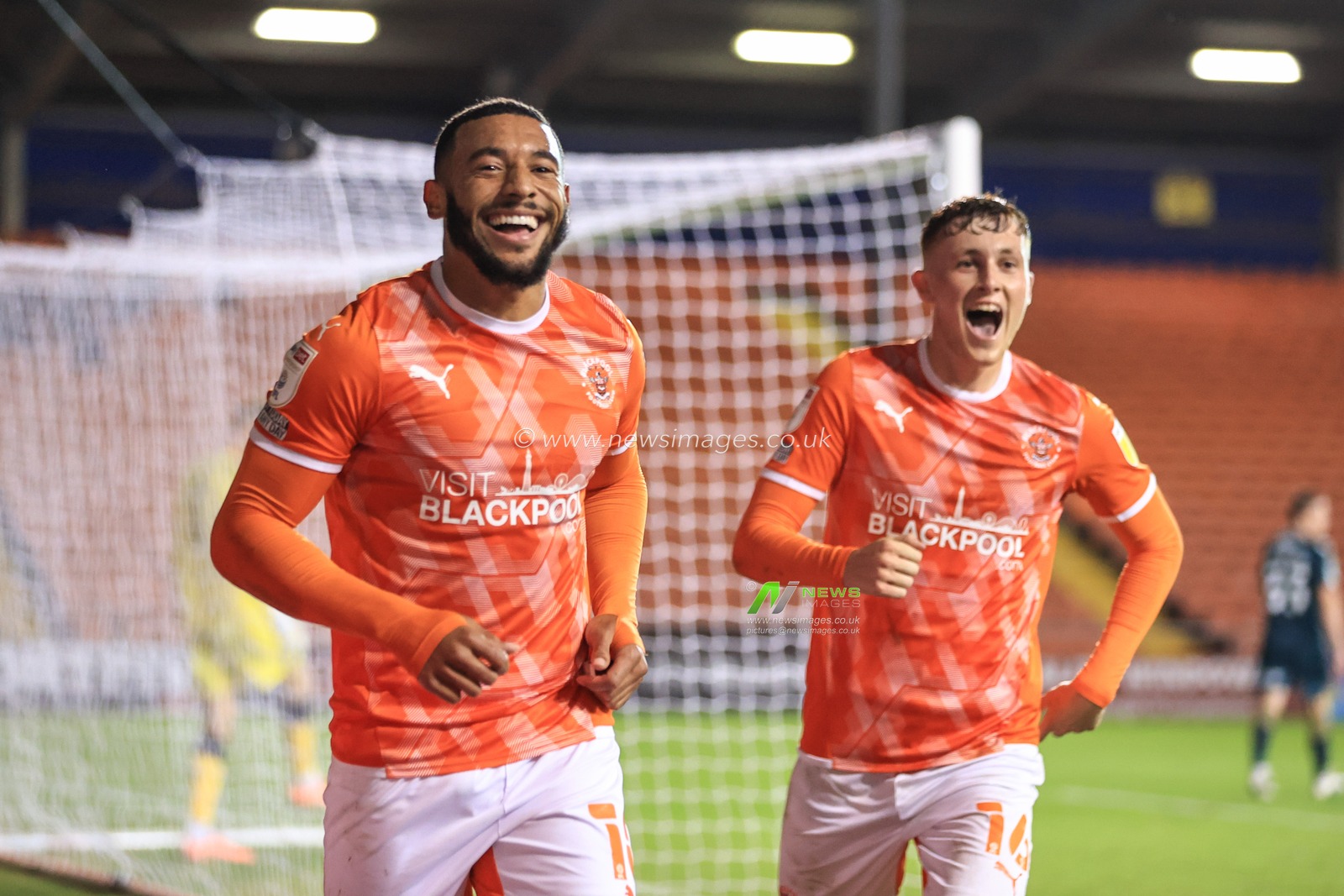 Keshi Anderson #10 of Blackpool celebrates his goal to make it 3-0