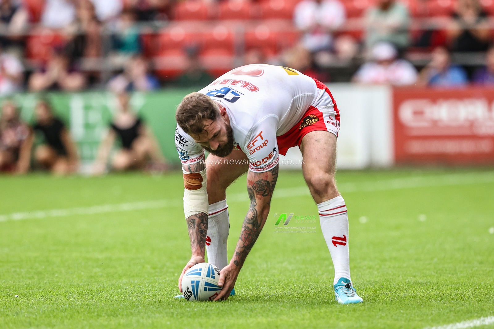 Daryl Clark of St. Helens goes over for a try during the Betfred Super League round 16 match St Helens vs Salford Red Devils at Totally Wicked Stadium, St Helens, United Kingdom, 29th June 2025

(Photo by Alfie Cosgrove/News Images)