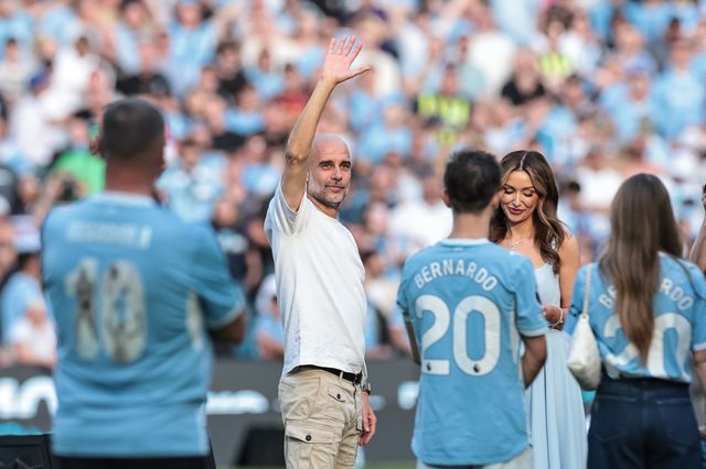 Pep Guardiola manager of Manchester City waves to the fans during the Premier League match Manchester City vs Aston Villa at Etihad Stadium, Manchester, United Kingdom on 24 May 2026

(Photo by Mark Cosgrove/News Images)