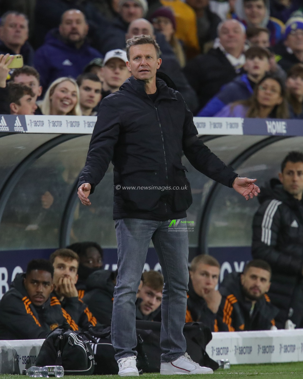 Jesse Marsch manager of Leeds United reacts to a penalty been given against Leeds United during the Premier League match Leeds United vs West Ham United at Elland Road, Leeds, United Kingdom, 4th January 2023

(Photo by James Heaton/News Images)