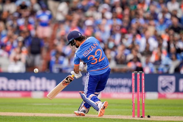 Shivam Dube of India holes out and is caught by Liam Dawson of England during the Second Vitality T20 International match England vs India at Old Trafford, Manchester, United Kingdom on 04 July 2026

(Photo by Maynard Manyowa/News Images)