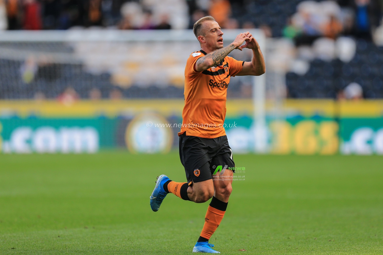 28th September 2019, KCOM Stadium, Hull , England; Sky Bet Championship Football, Hull City vs Cardiff City; Kamil Grosicki (11) of Hull City celebrates his goal

Credit:   David Greaves/News Images

English Football League images are subject to DataCo Licence