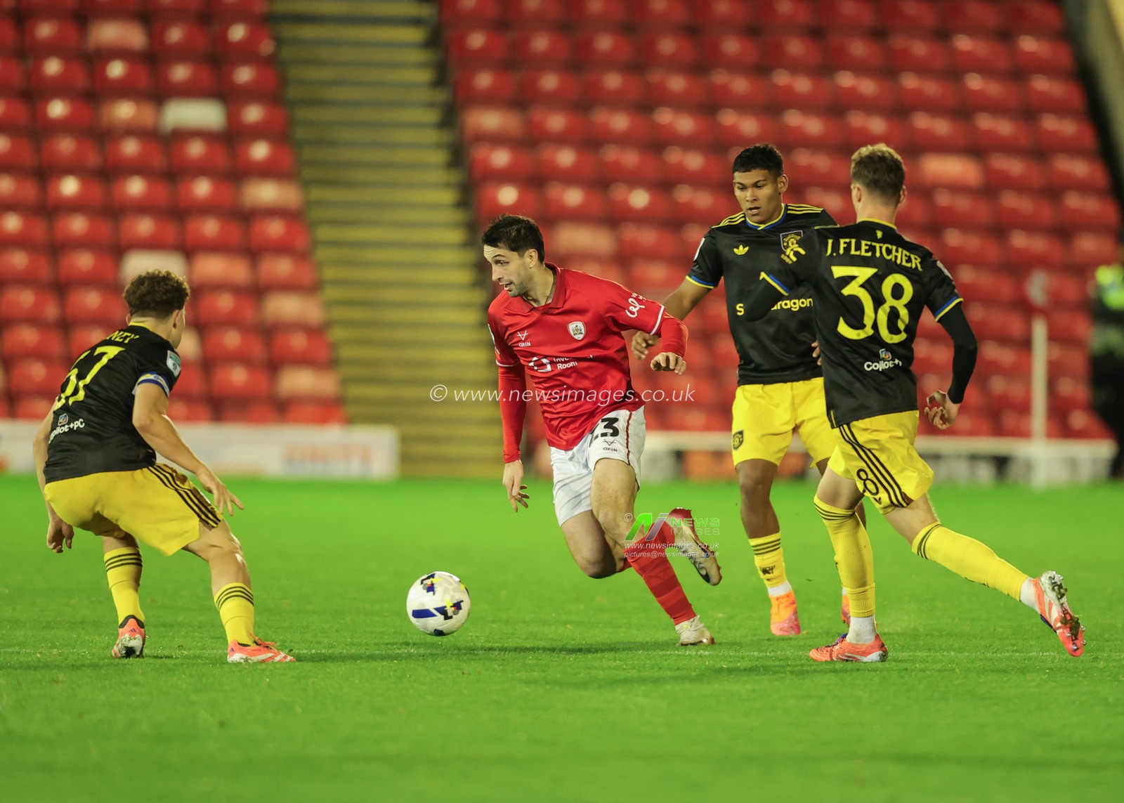 Neil Farrugia of Barnsley in action during the The Vertu Trophy Group D match Barnsley vs Manchester United U21 at Oakwell, Barnsley, United Kingdom, 21st October 2025

(Photo by Richard Bierton/News Images)