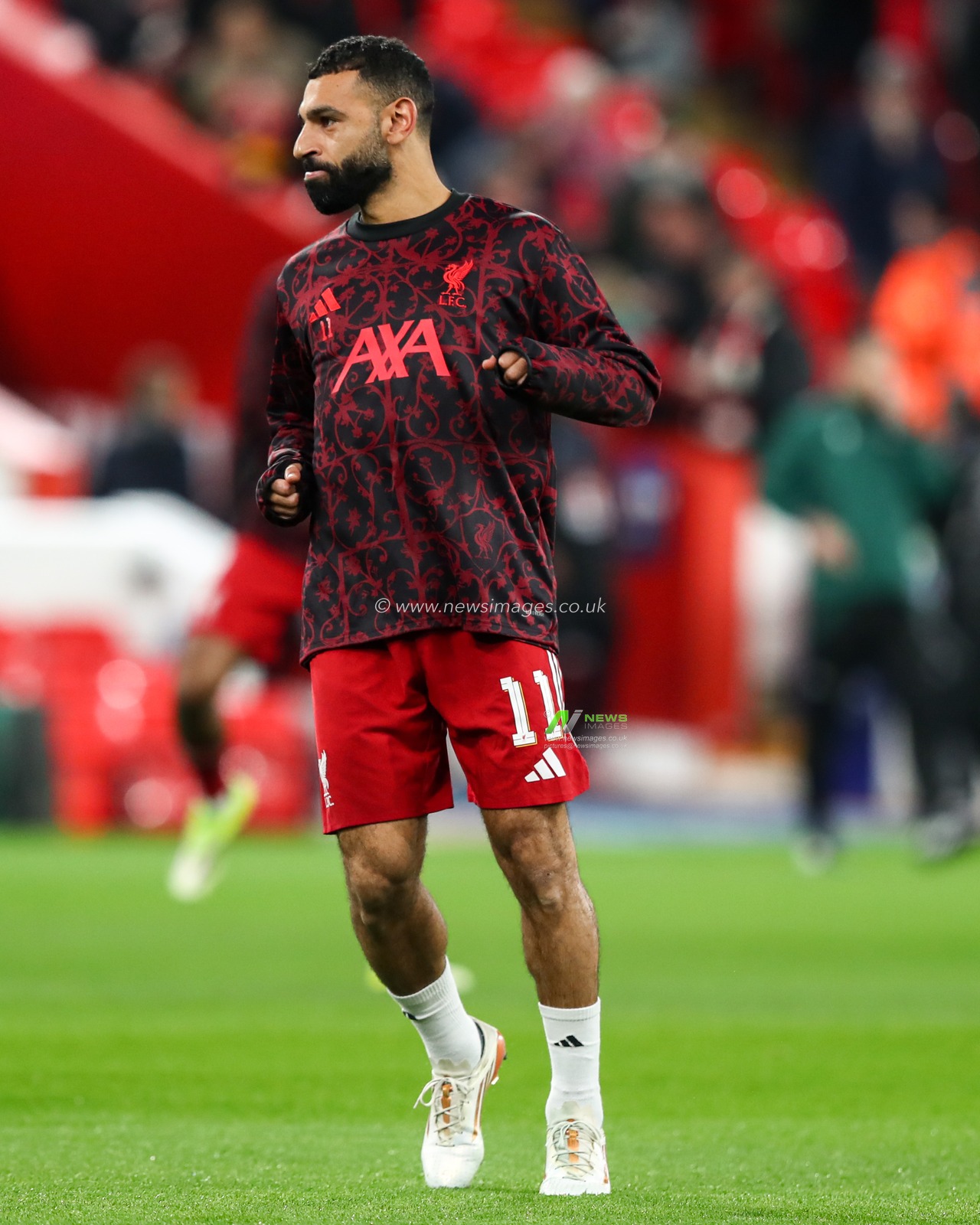 Mohamed Salah of Liverpool warms up ahead of the UEFA Champions League Match Day 8 of 8 match Liverpool vs Qarabag FK at Anfield, Liverpool, United Kingdom on 28 January 2026

(Photo by Jorge Horsted/News Images)