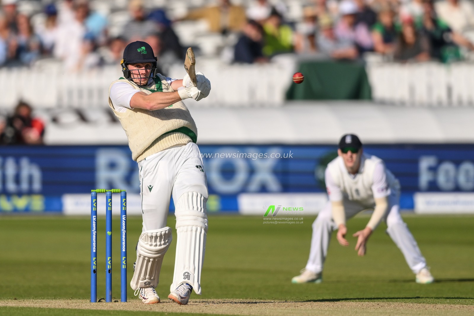 Harry Tector of Ireland hits the ball for a 4during the LV= Insurance Test match Day 2 England vs Ireland at Lords, London, United Kingdom, 2nd June 2023

(Photo by Craig Thomas/News Images)