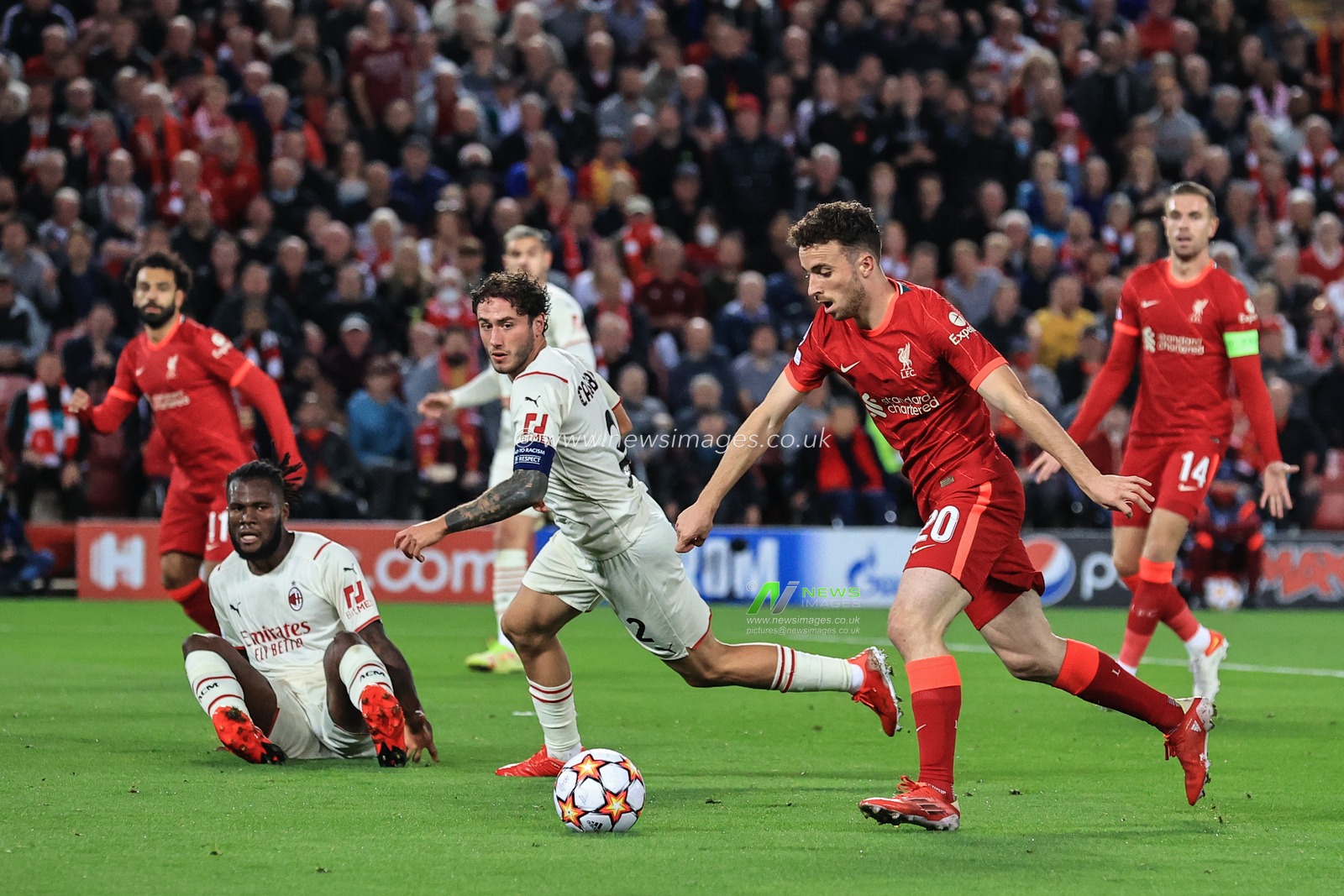 Diogo Jota #20 of Liverpool in action during the game