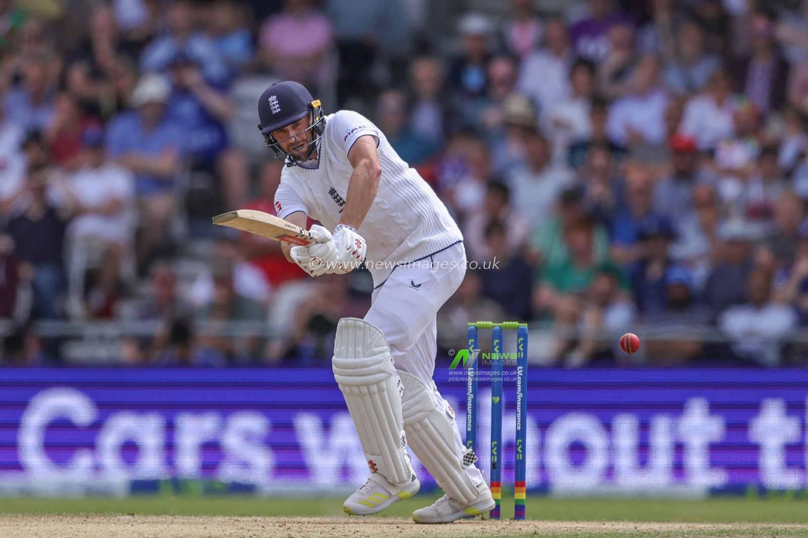 Chris Woakes of England hits the ball to the boundary for four runs during the LV= Insurance Ashes Third Test Series Day 4 England vs Australia at Headingley Stadium, Leeds, United Kingdom, 9th July 2023

(Photo by Mark Cosgrove/News Images)