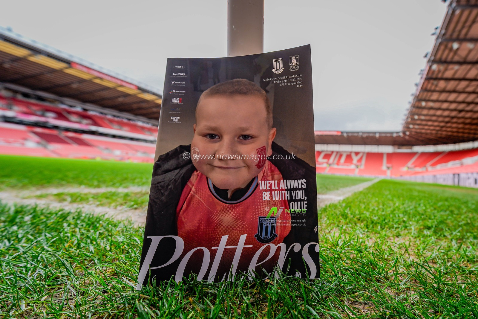Stoke City fan Oliver Royles who passed away recently in the match day program during the Sky Bet Championship match Stoke City vs Sheffield Wednesday at Bet365 Stadium, Stoke On Trent, United Kingdom on 03 April 2026

(Photo by Maynard Manyowa/News Images)