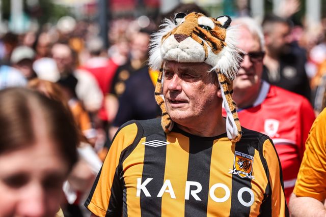 Hull City fans make their way up Wembley Way ahead of the Sky Bet Championship Playoffs Final match Hull City vs Middlesbrough at Wembley Stadium, London, United Kingdom on 23 May 2026

(Photo by Alfie Cosgrove/News Images)