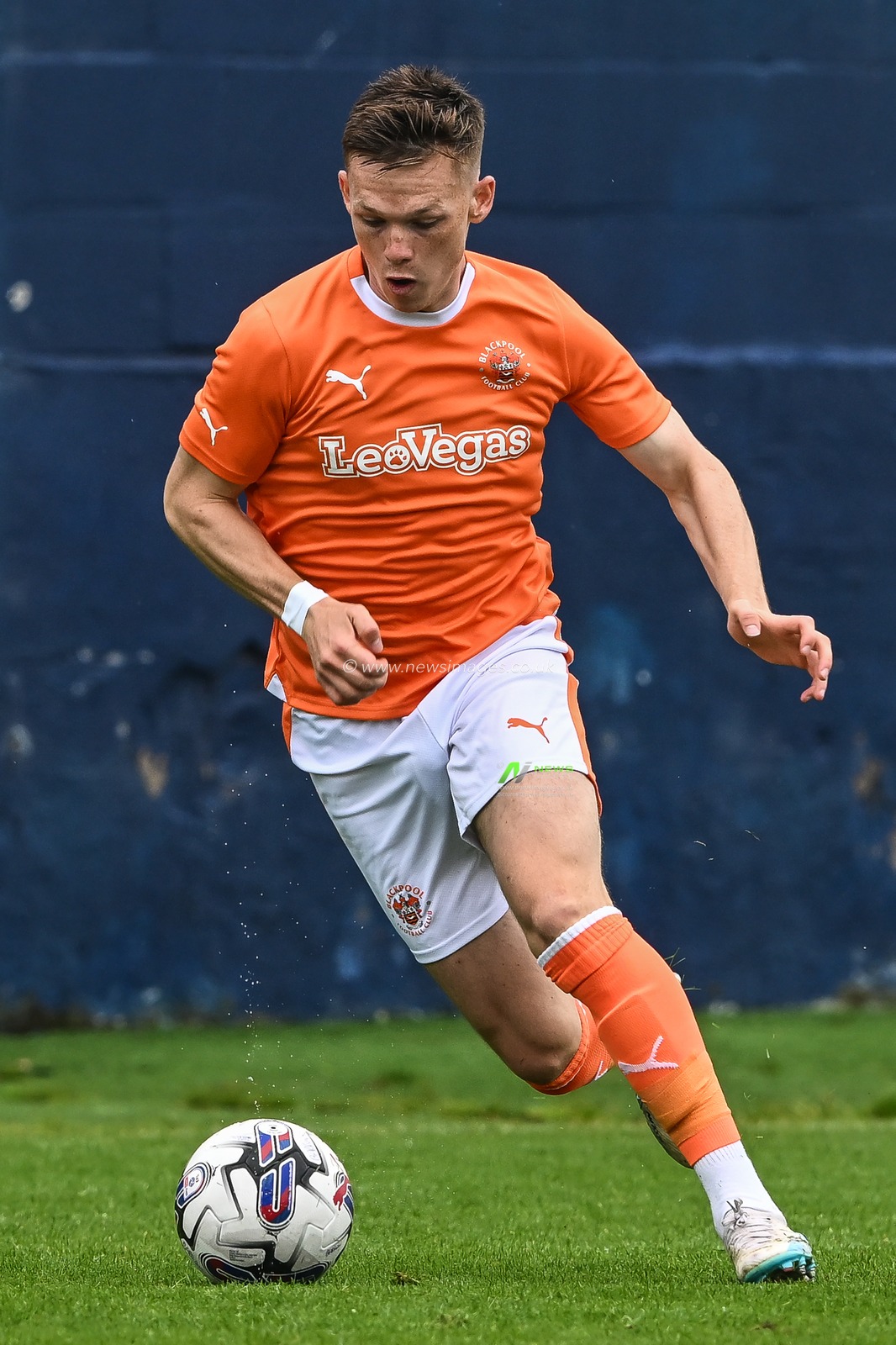 Andy Lyons #24 of Blackpool in action during the Pre-season friendly match Barrow vs Blackpool at SO Legal Stadium, Barrow-in-Furness, United Kingdom, 22nd July 2023

(Photo by Craig Thomas/News Images)