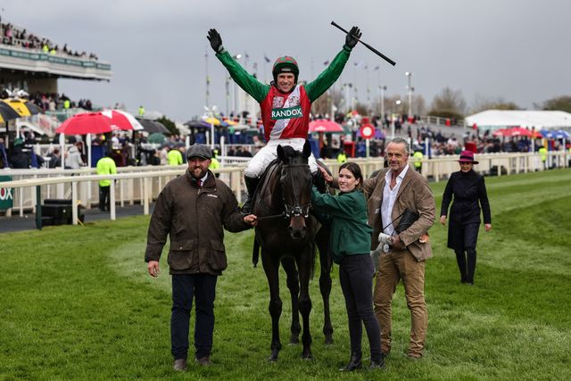 Bossman Jack ridden by Harry Skelton wins the 13:55 Turners Mersey Novices' Hurdle during the 2026 Randox Grand National Day at Aintree Racecourse, Aintree, United Kingdom on 11 April 2026

(Photo by Mark Cosgrove/News Images)