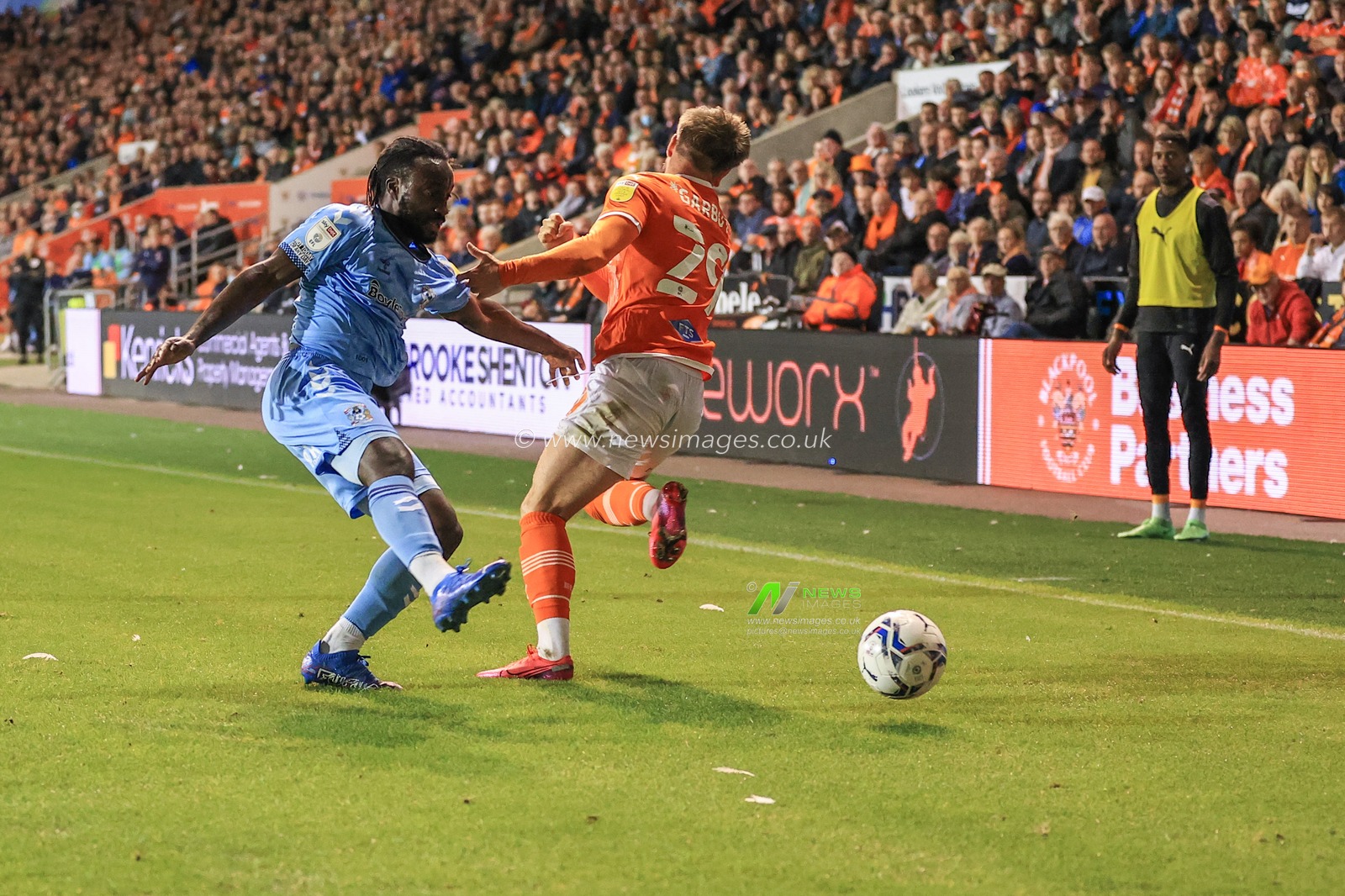 Luke Garbutt #29 of Blackpool in action during the game