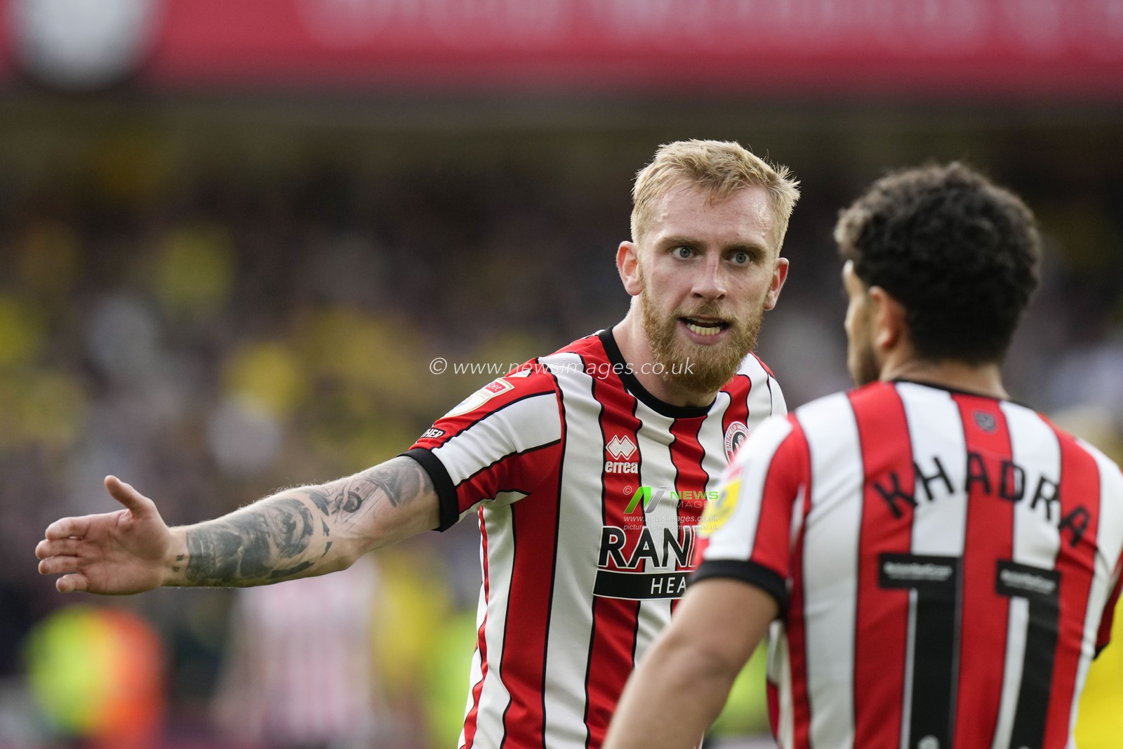 Oliver McBurnie #9 of Sheffield United after scoring during the Sky Bet Championship match Sheffield United vs Norwich City at Bramall Lane, Sheffield, United Kingdom, 22nd October 2022

(Photo by Steve Flynn/News Images)