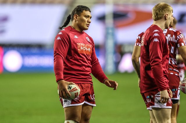 Patrick Mago of Wigan Warriors in the pre-game warm up during the Betfred Super League round 5 match Wigan Warriors vs York Knights at The Brick Community Stadium, Wigan, United Kingdom on 19 March 2026

(Photo by Alfie Cosgrove/News Images)