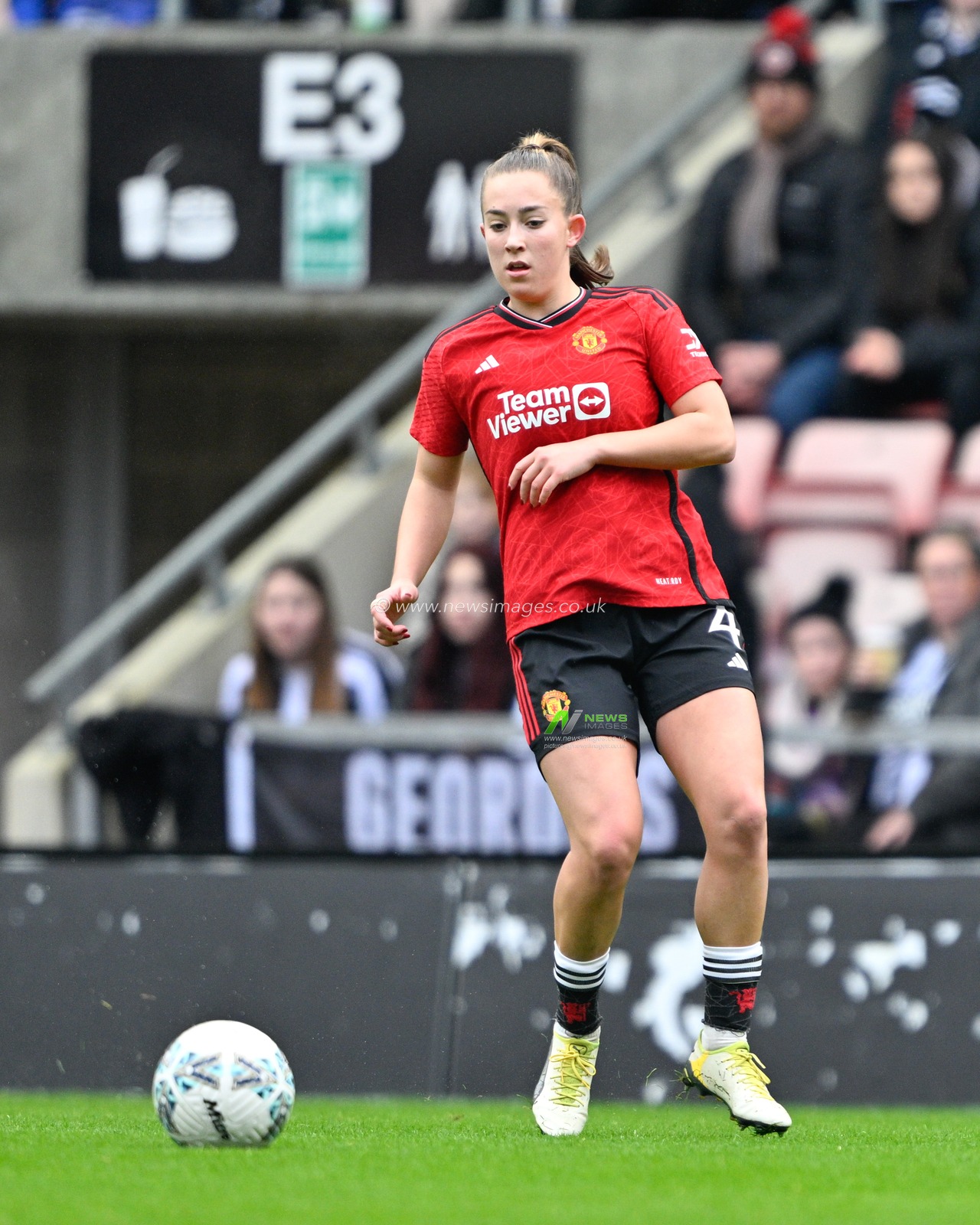 Maya Le Tissier of Manchester United Women in action, during the Vitality Women's FA Cup match Manchester United Women vs Newcastle United women at Leigh Sports Village, Leigh, United Kingdom, 14th January 2024

(Photo by Cody Froggatt/News Images)