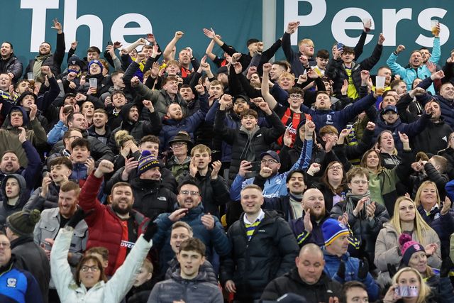 Warrington fans celebrate the win during the Betfred Super League Round 4 match York Knights vs Warrington Wolves at LNER Community Stadium, York, United Kingdom on 06 March 2026

(Photo by Mark Cosgrove/News Images)