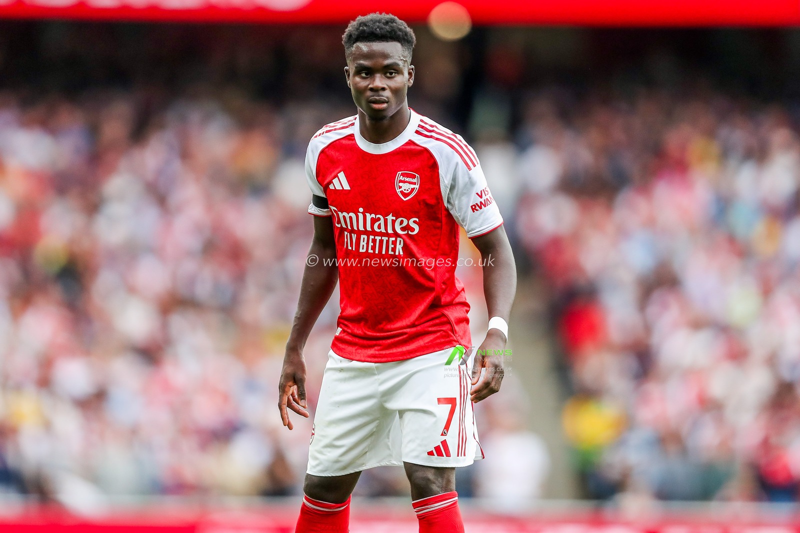 Bukayo Saka of Arsenal looks on during the Premier League match Arsenal vs Leeds United at Emirates Stadium, London, United Kingdom, 23rd August 2025

(Photo by Izzy Poles/News Images)