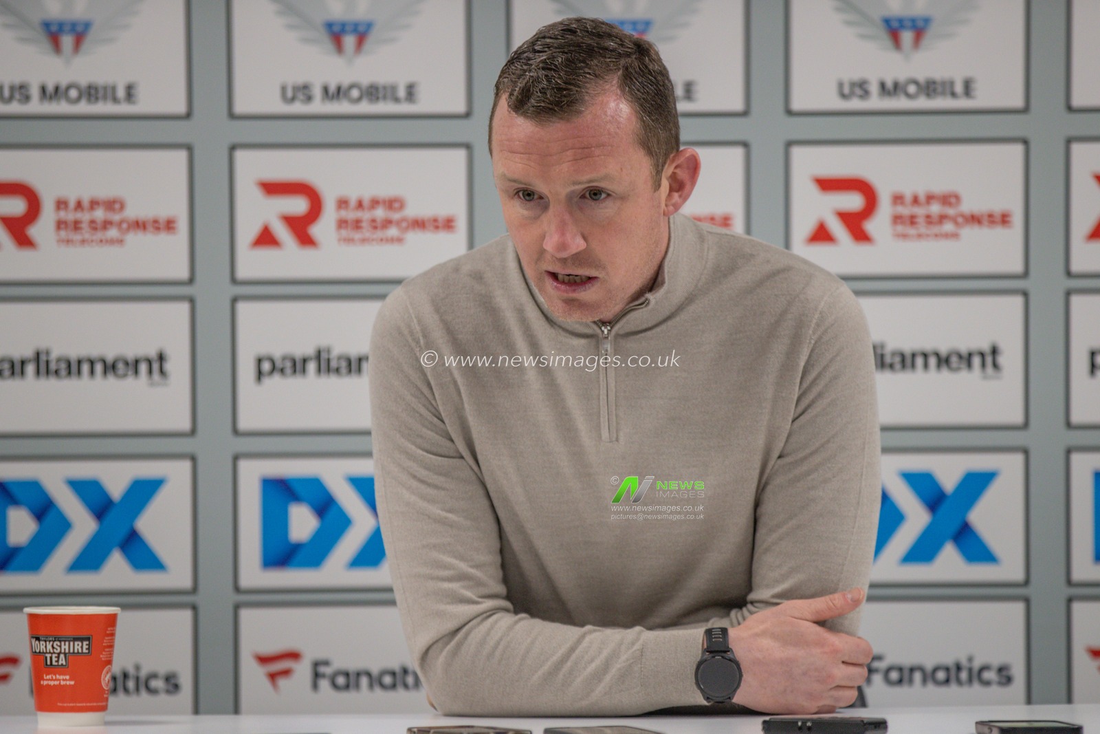 Neill Collins Head coach of Barnsley speaks in the post match press conference during the Sky Bet League 1 match Barnsley vs Bolton Wanderers at Oakwell, Barnsley, United Kingdom, 5th March 2024

(Photo by Alfie Cosgrove/News Images)