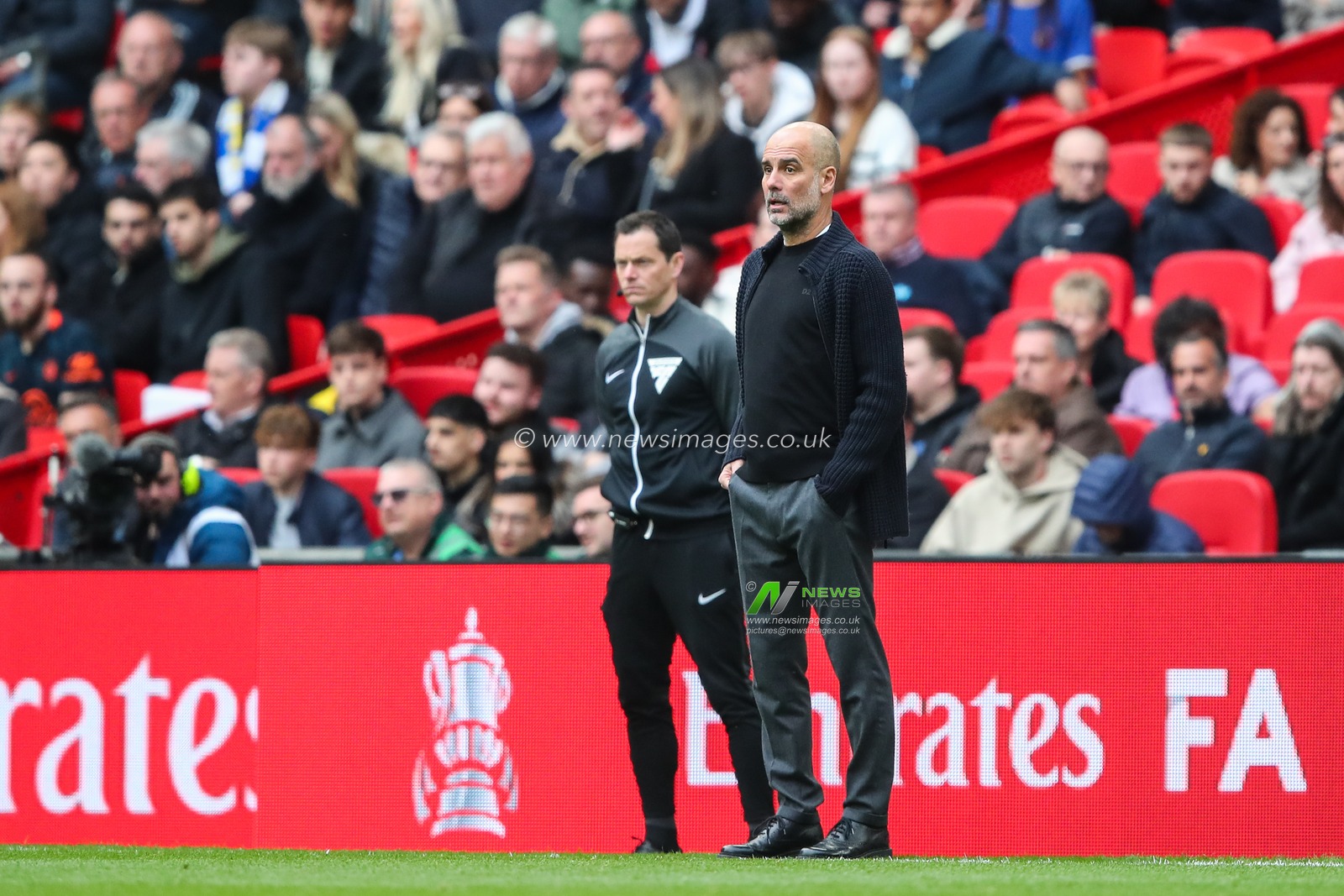 Pep Guardiola manager of Manchester City during the Emirates FA Cup Semi-Final match Manchester City vs Chelsea at Wembley Stadium, London, United Kingdom, 20th April 2024

(Photo by Gareth Evans/News Images)