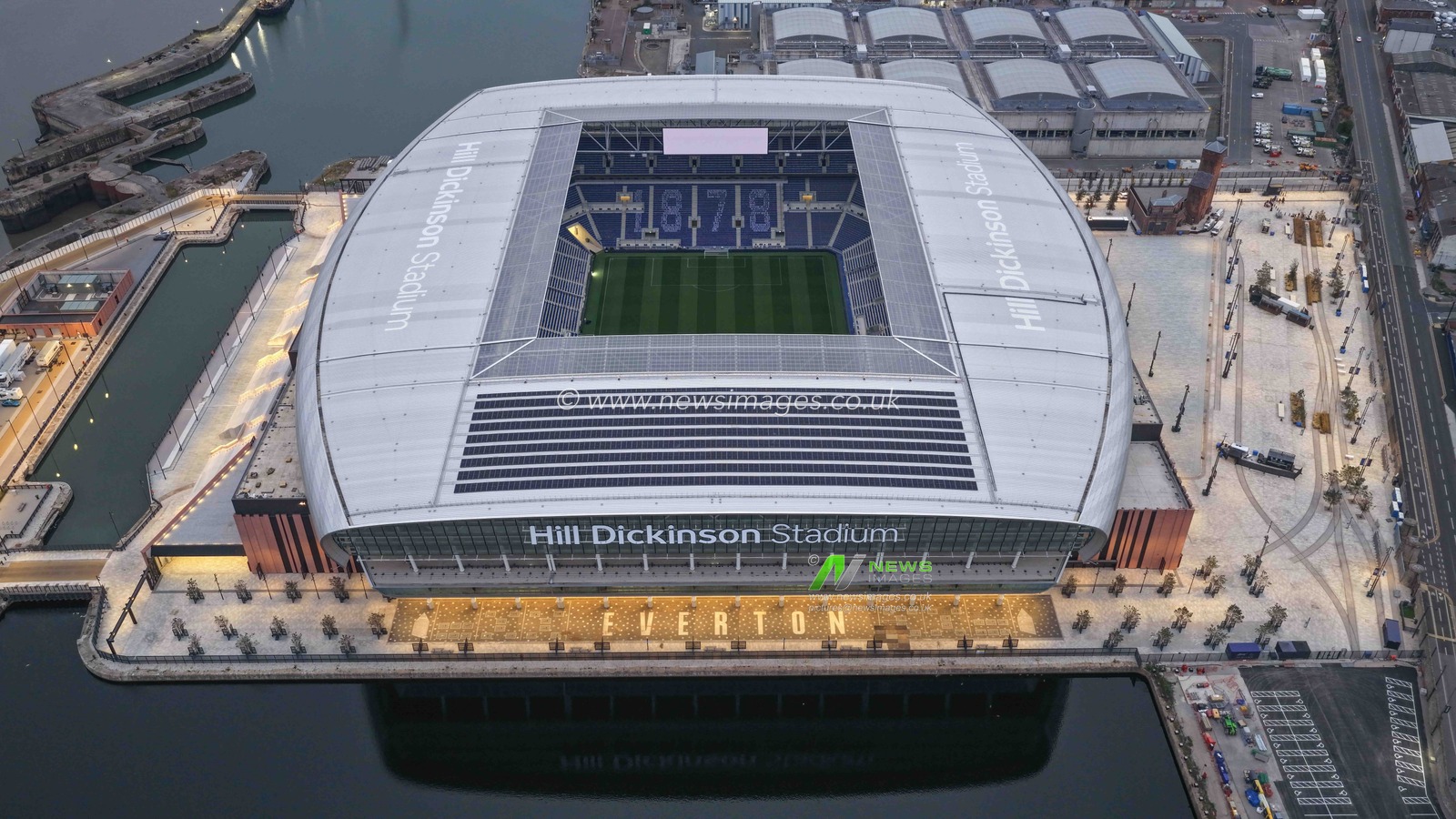 An aerial view of the Hill Dickinson Stadium during the Premier League match Everton vs Brighton and Hove Albion at Hill Dickinson Stadium, Liverpool, United Kingdom, 24th August 2025

(Photo by Mark Cosgrove/News Images)