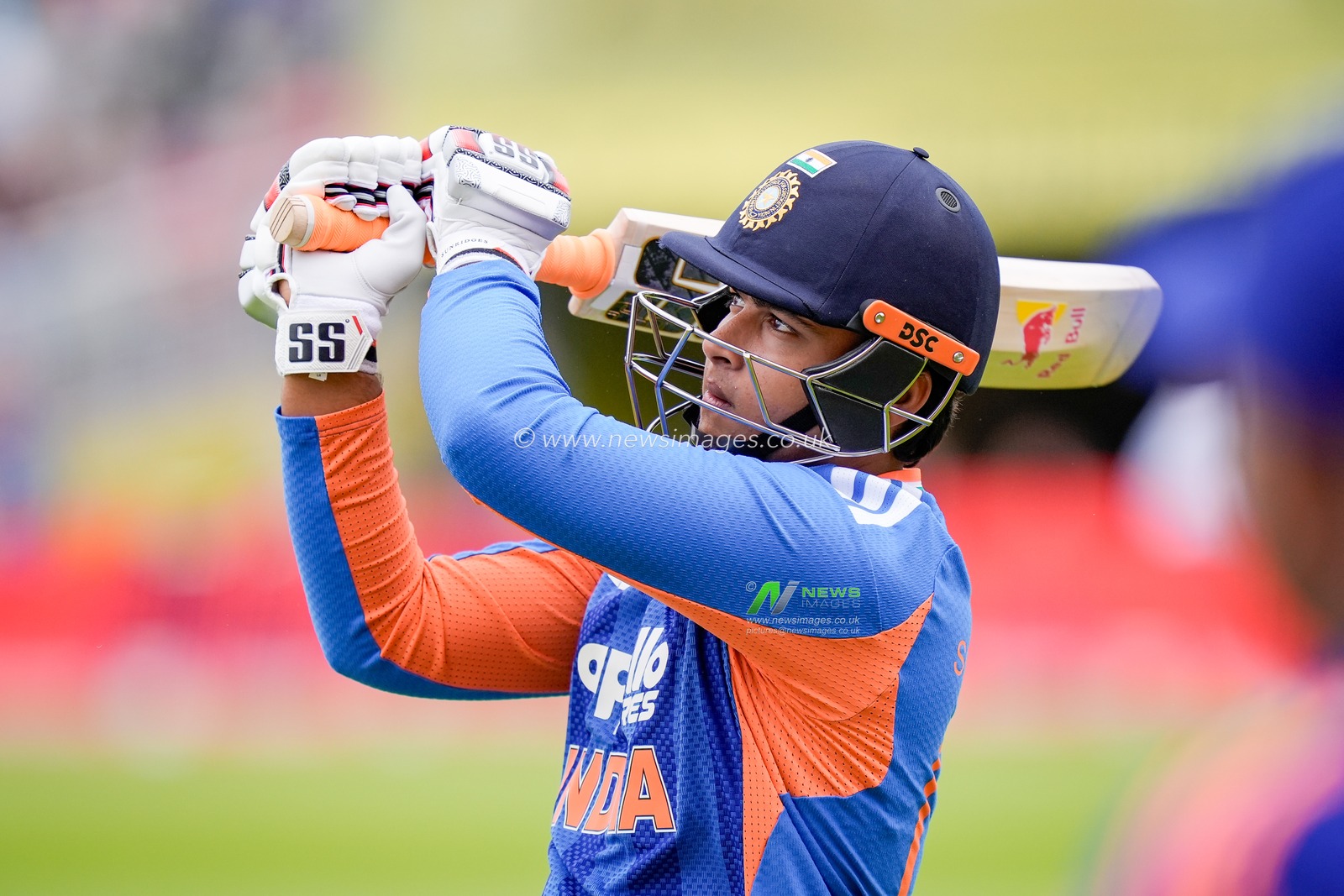 Vaibhav Sooryavanshi of India prepares to walk out to bat during the Second Vitality T20 International match England vs India at Old Trafford, Manchester, United Kingdom on 04 July 2026

(Photo by Maynard Manyowa/News Images)