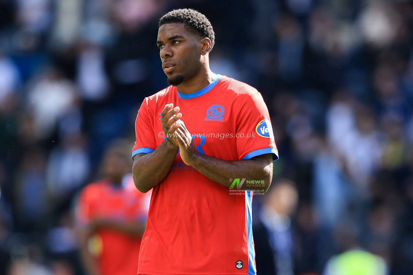Jayden Fevrier of Blackburn Rovers claps fans at full time the Sky Bet Championship match Preston North End vs Blackburn Rovers at Deepdale, Preston, United Kingdom on 05 September 2026

(Photo by Jorge Horsted/News Images)