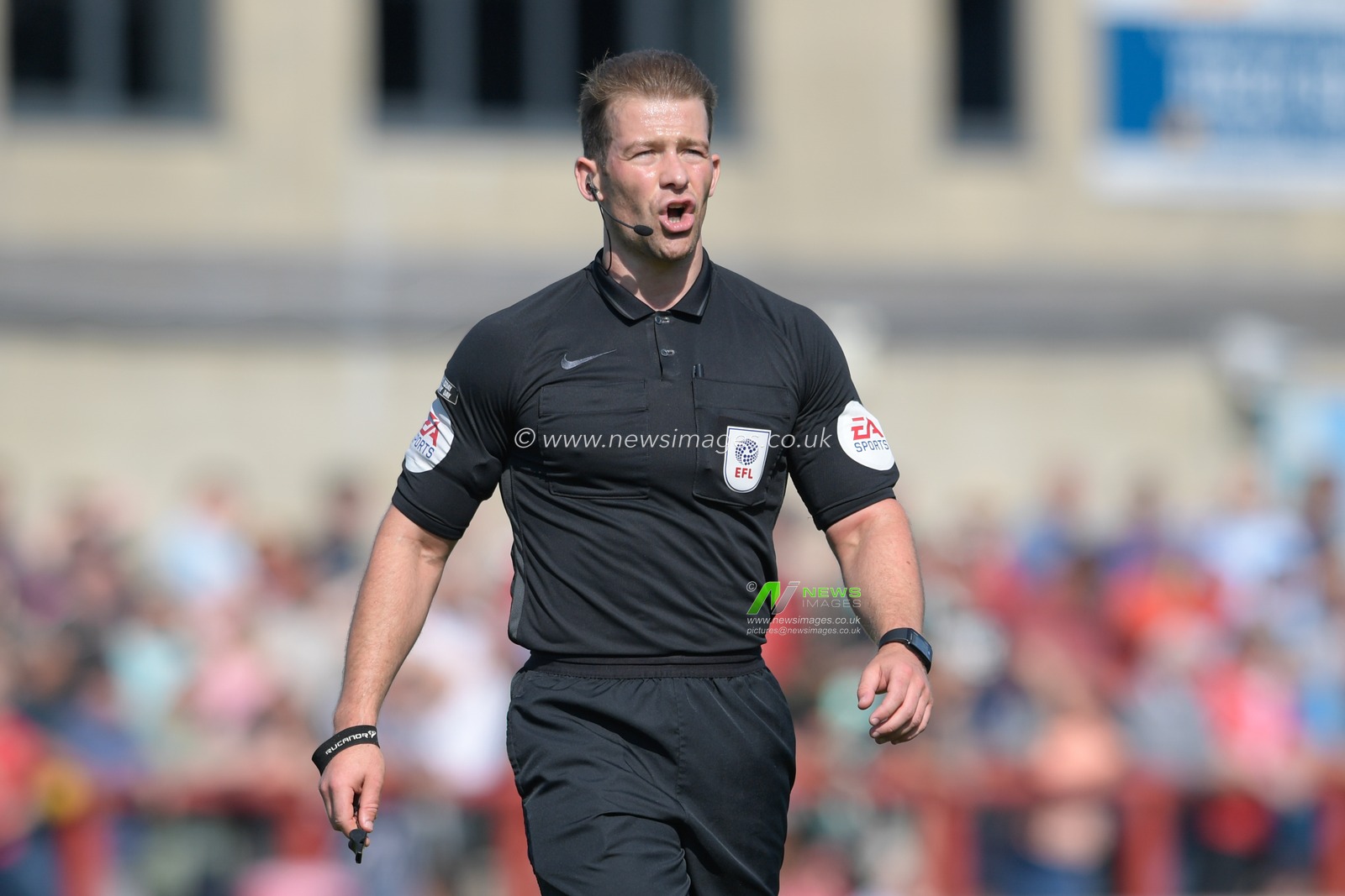 Referee Anthony Backhouse in action during the game