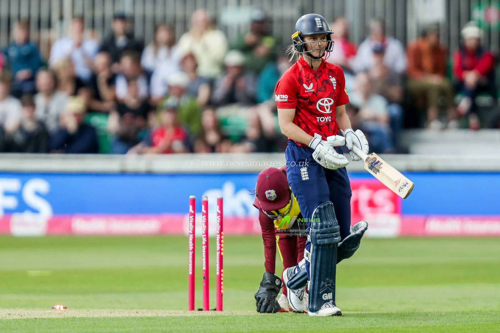 Amy Jones of England Women is bowled out during the 3rd Vitality IT20 Series match England Women vs West Indies Women at The Cloud County Ground, Chelmsford, United Kingdom, 26th May 2025

(Photo by Izzy Poles/News Images)