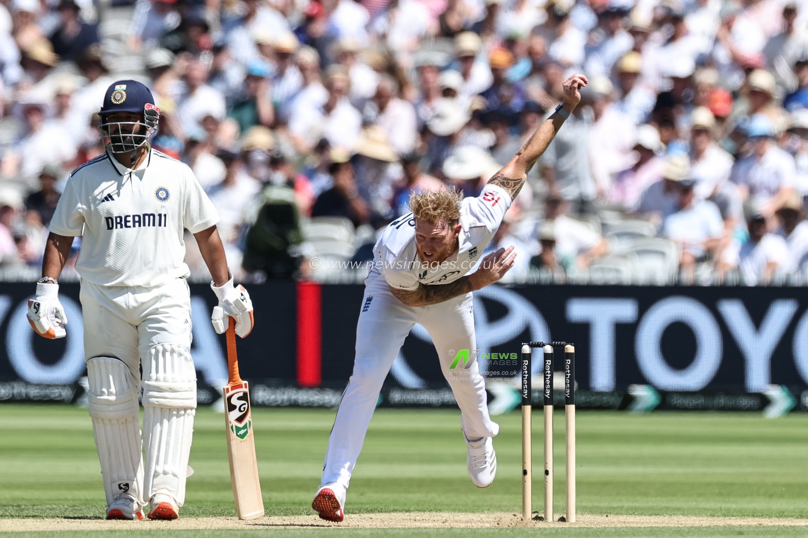 England captain Ben Stokes delivers the ball during the 3rd Rothesay Test Match Day 3 England v India at Lords, London, United Kingdom, 12th July 2025

(Photo by Mark Cosgrove/News Images)