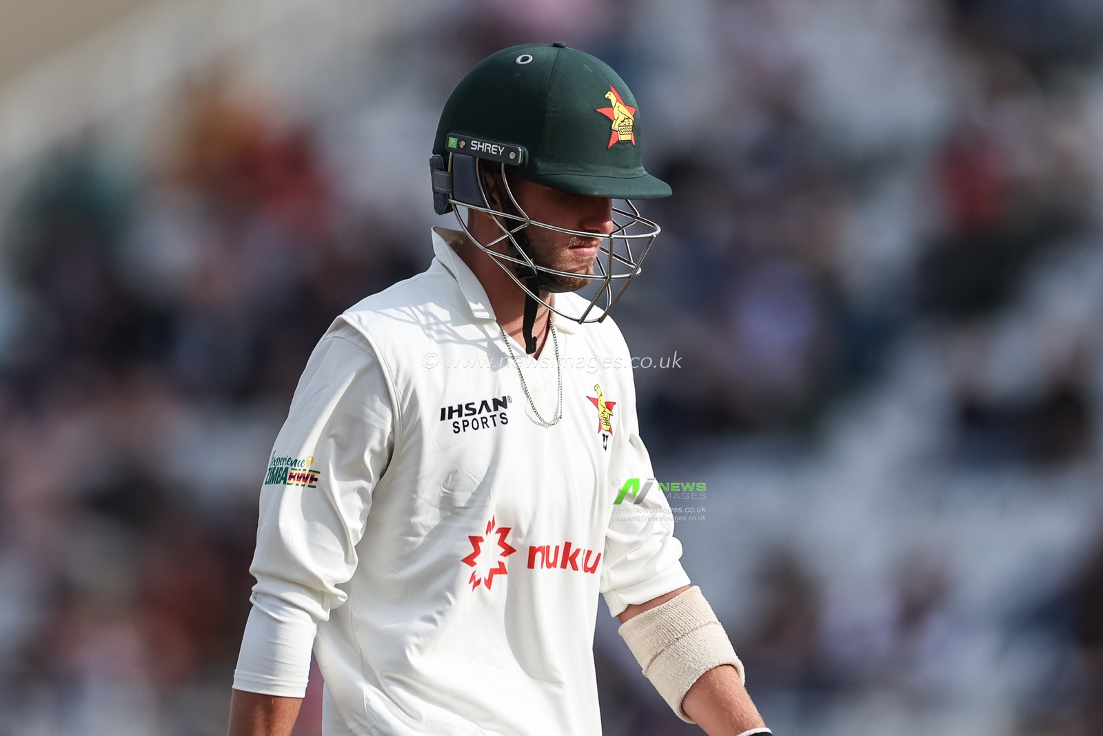 Brian Bennett of Zimbabwe leaves Sheffield of play after been dismissed during the Rothesay Test Match Day 2 England vs Zimbabwe at Trent Bridge, Nottingham, United Kingdom, 23rd May 2025

(Photo by Mark Cosgrove/News Images)
