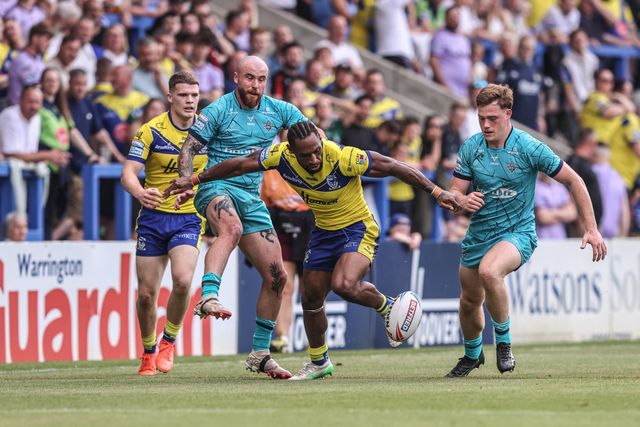 Rodrick Tai of Warrington Wolves recovers the ball during the Betfred Super League round 15 match Warrington Wolves vs Huddersfield Giants at Halliwell Jones Stadium, Warrington, United Kingdom, 21st June 2025

(Photo by Alfie Cosgrove/News Images)