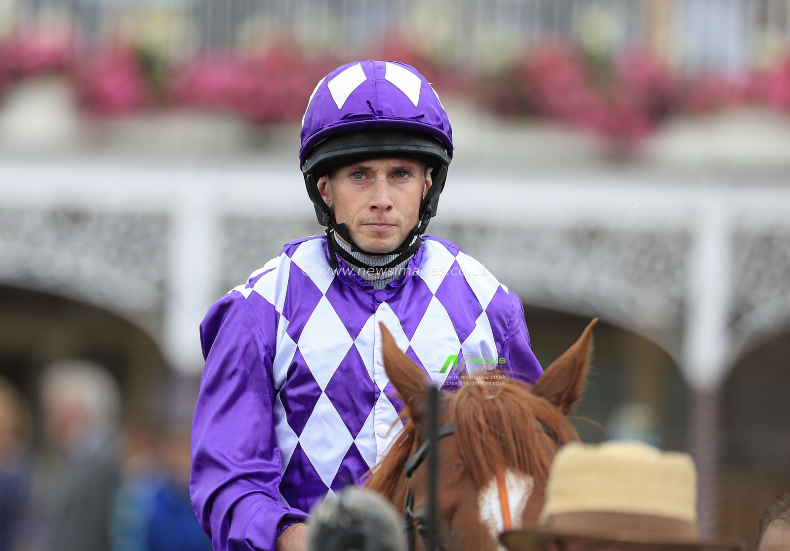 22nd August 2019 , York Racecourse, York, Great Britain; 2019 Darley Yorkshire Oaks/Ladies Day ; Ryan Moore enters the winners enclosure after winning The Goffs UK Premier Yearling Stakes 

Credit Conor Molloy/News Images
