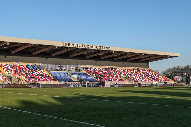 A general view of the DIY Kitchens Stadium ahead of the Betfred Challenge Cup Quarter Final match Wakefield Trinity vs Leigh Leopards at DIY Kitchens Stadium, Wakefield, United Kingdom, 4th April 2025

(Photo by Alfie Cosgrove/News Images)