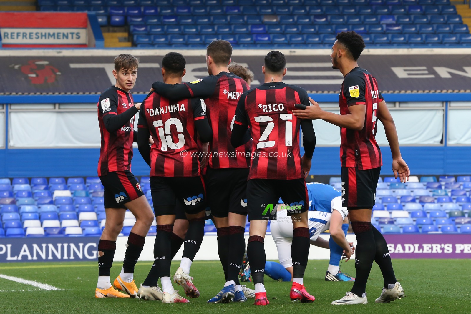CELEBRATION Arnaut Danjuma #10 of Bournemouth celebrates his goal