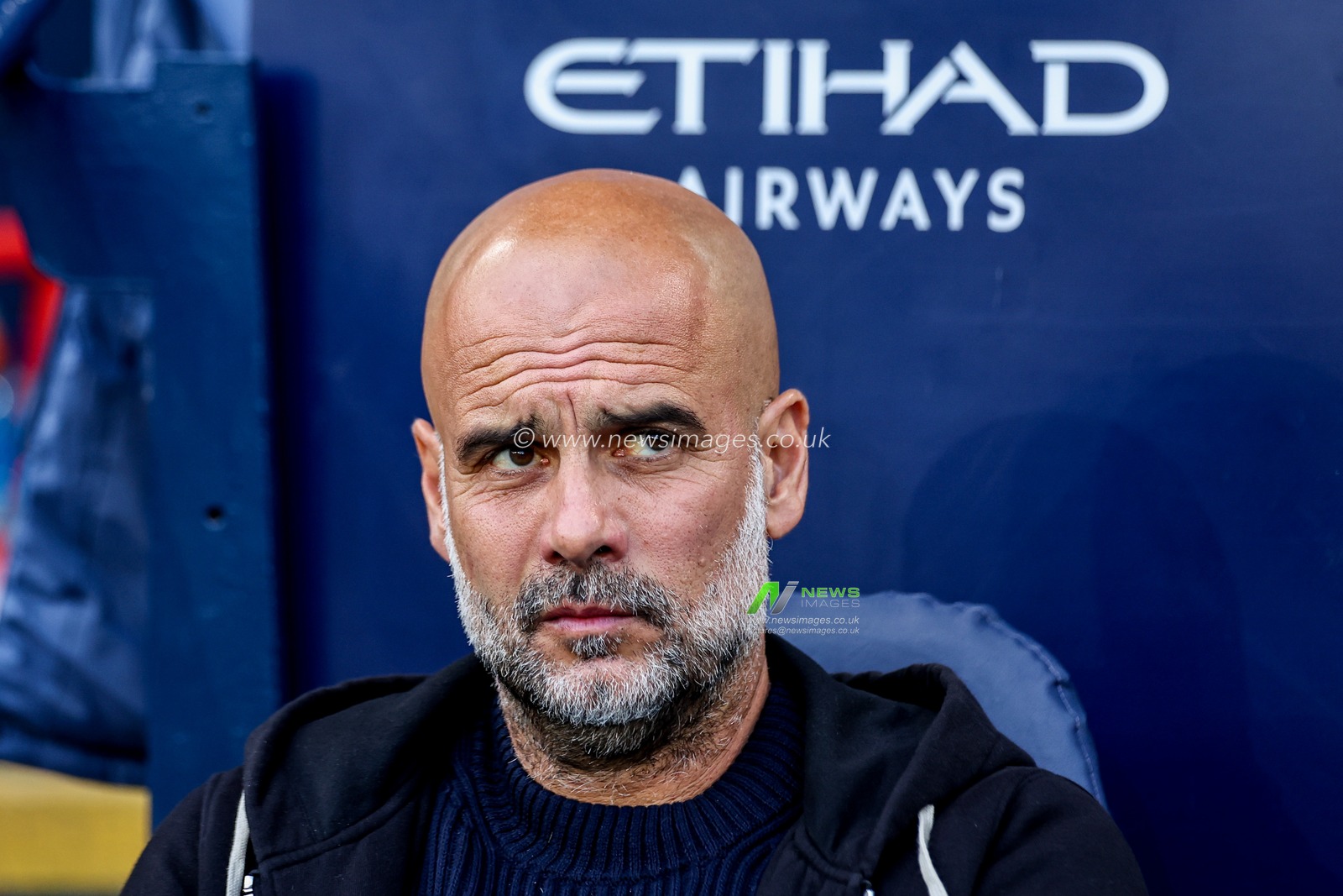 Pep Guardiola of Manchester City looks on prior to the Premier League match Manchester City vs Bournemouth at Etihad Stadium, Manchester, United Kingdom, 20th May 2025

(Photo by Mark Cosgrove/News Images)