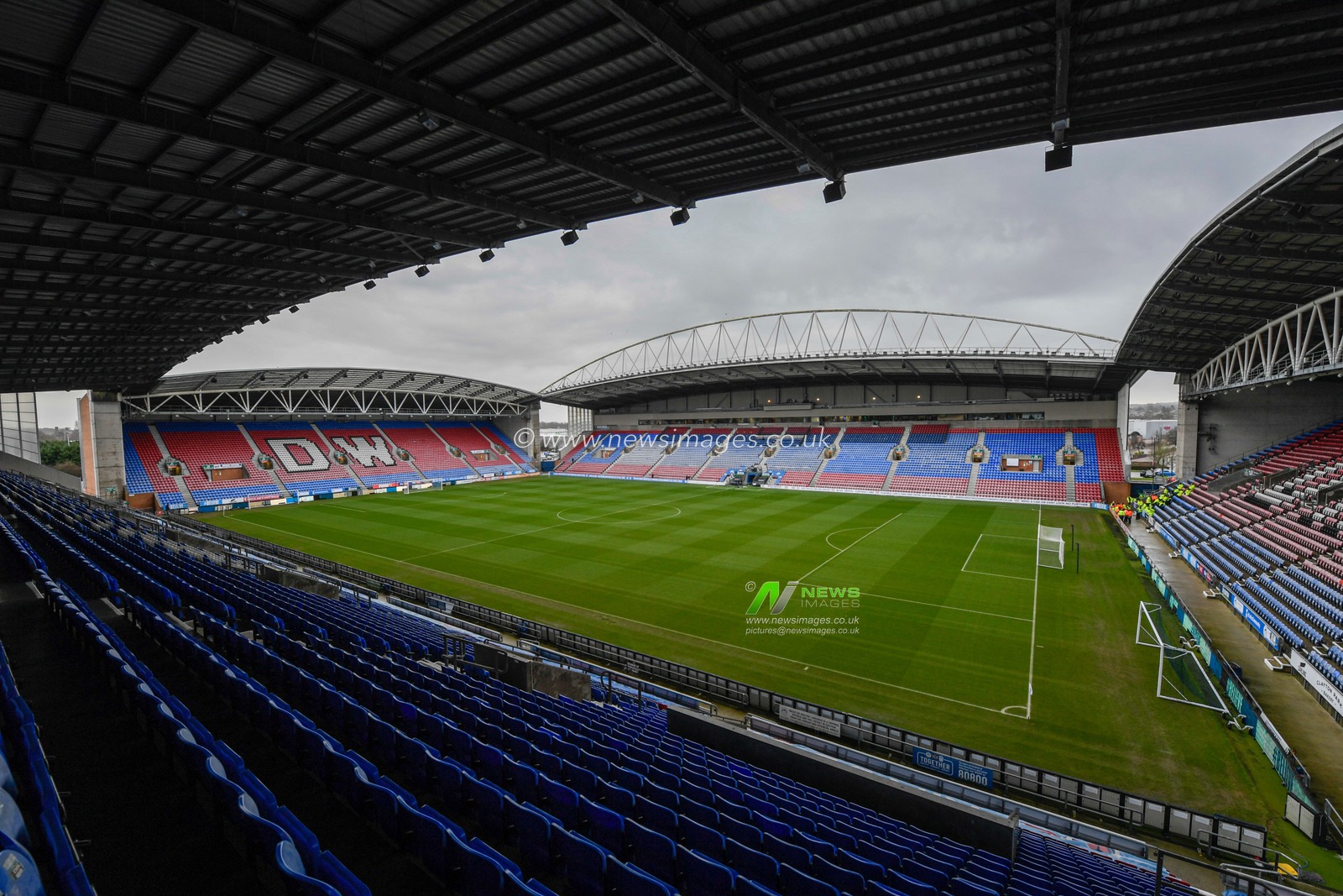 A general view of the DW Stadium, the home of Wigan Athletic, before their Emirates FA Cup 3rd round game against Blackburn Rovers