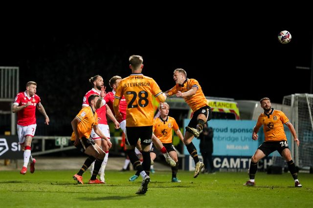 Sam Smith of Wrexham AFC (blocked) scores to make it 2-2 during the Sky Bet League 1 match Cambridge United vs Wrexham at Abbey Stadium, Cambridge, United Kingdom, 1st April 2025

(Photo by Izzy Poles/News Images)