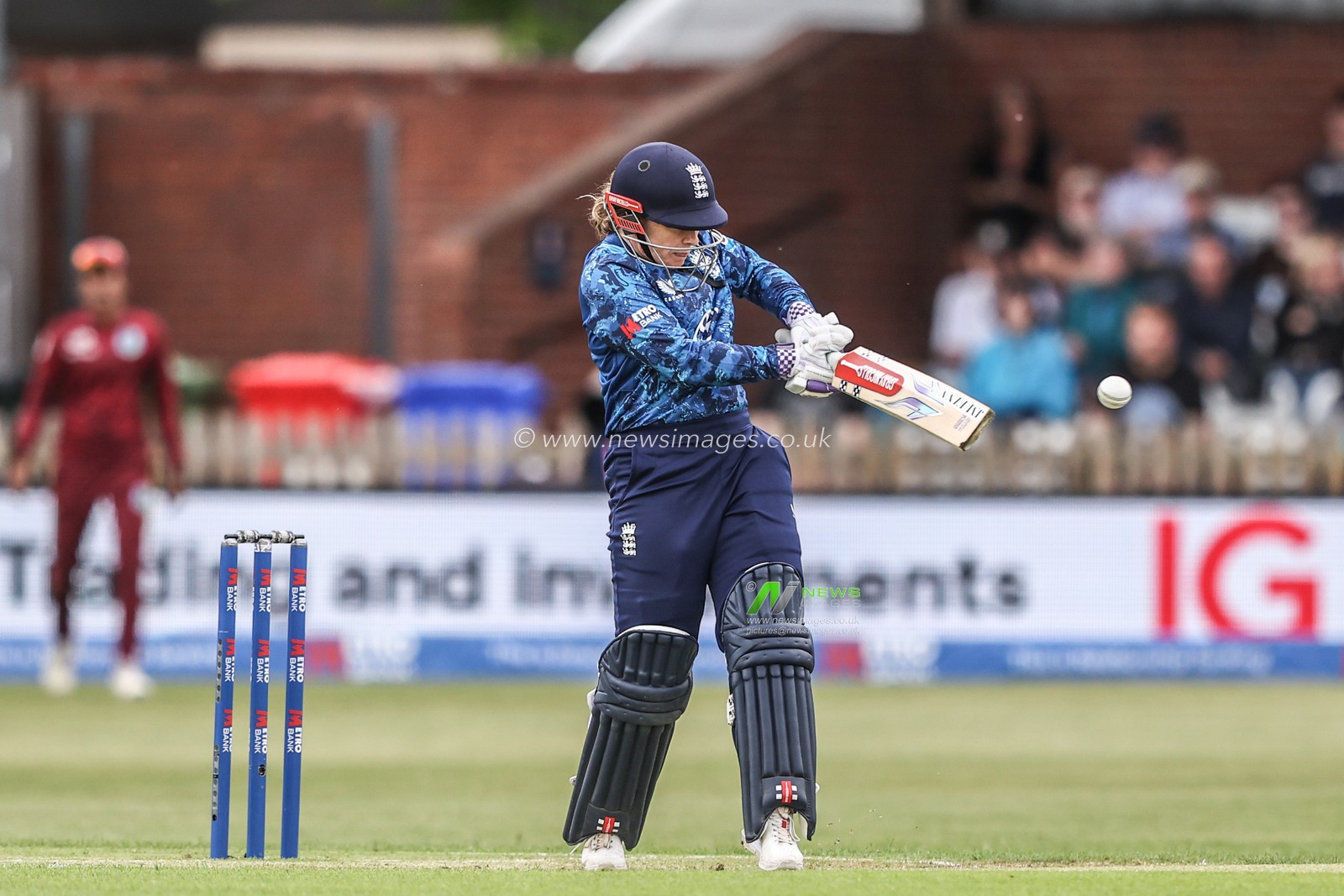 Tammy Beaumont of England hits the ball to the boundary for four runs during the Metro Bank One Day International match England Women vs West Indies Women at Derbyshire County Cricket Club, Derby, United Kingdom, 30th May 2025

(Photo by Alfie Cosgrove/News Images)