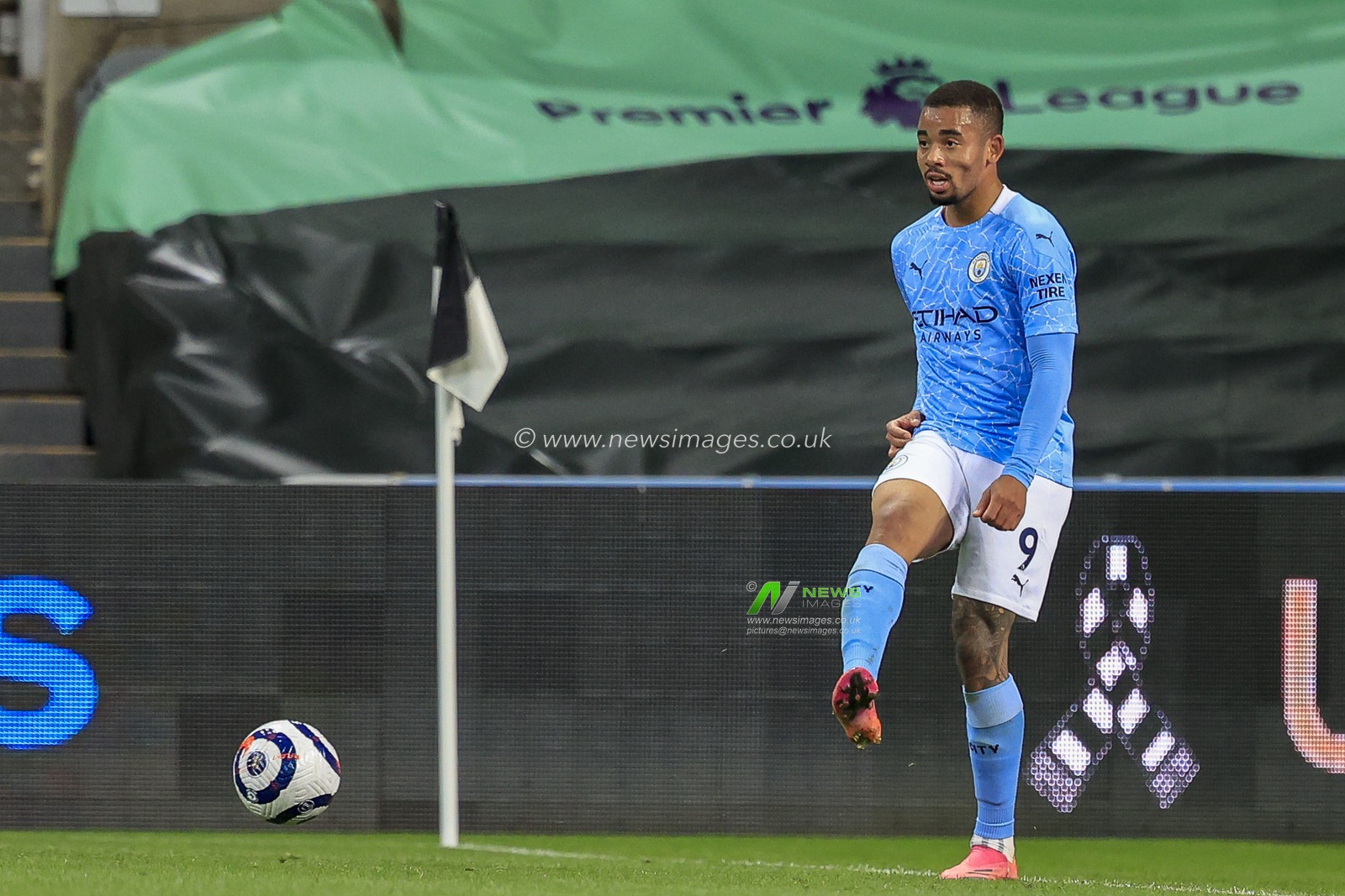 Gabriel Jesus #9 of Manchester City with the ball