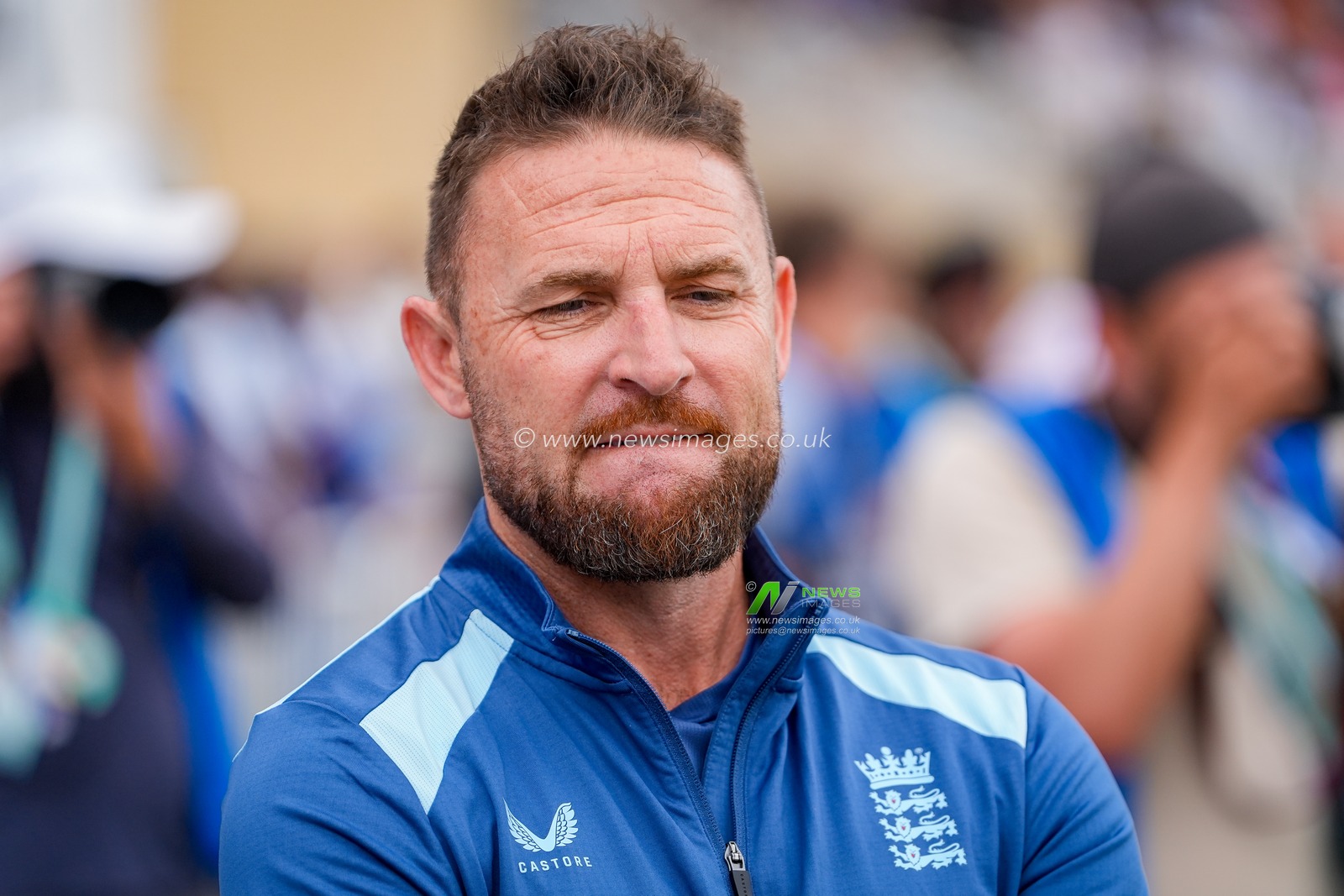 Brendon McCullum head coach of England during the post match presentations during the 3rd Rothesay Test Match Day 5 match England vs New Zealand at Trent Bridge, Nottingham, United Kingdom on 29 June 2026

(Photo by Maynard Manyowa/News Images)