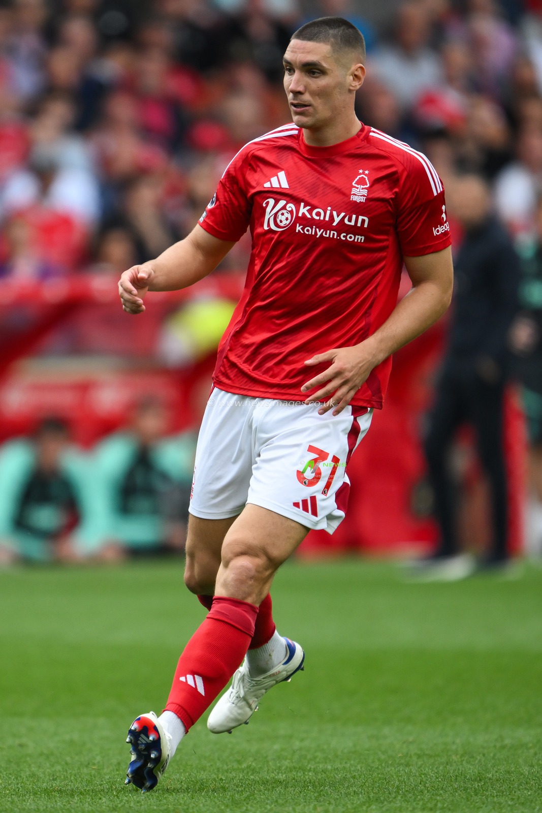 Nikola MilenkoviÄ‡ of Nottingham Forest in action during the Premier League match Nottingham Forest vs Wolverhampton Wanderers at City Ground, Nottingham, United Kingdom, 31st August 2024

(Photo by Craig Thomas/News Images)