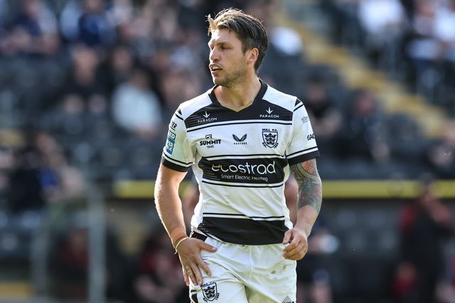 Tom Briscoe of Hull FC during the Betfred Super League Round 9 match Hull FC vs Wigan Warriors at MKM Stadium, Hull, United Kingdom, 27th April 2025

(Photo by Mark Cosgrove/News Images)