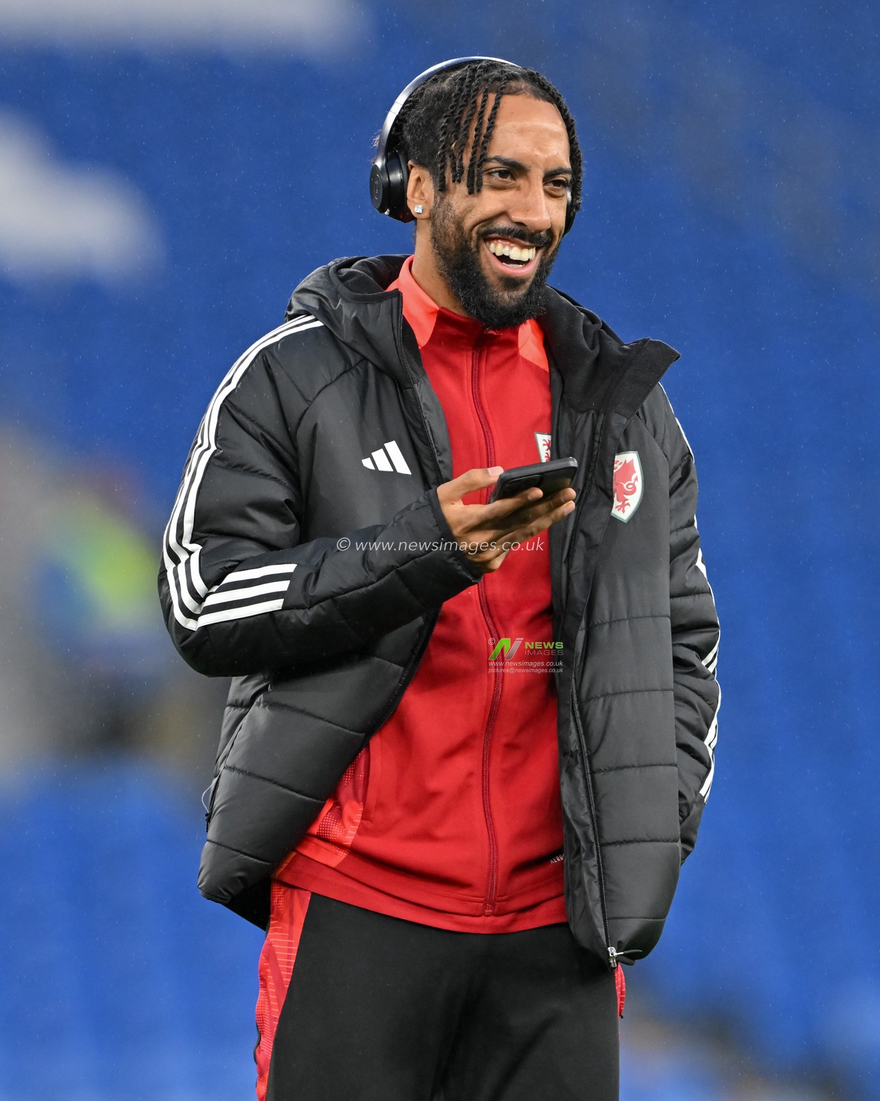 Sorba Thomas of Wales all smiles as he inspects the pitch ahead of the UEFA Nations League - League B - Group 4 match Wales vs Montenegro at Cardiff City Stadium, Cardiff, United Kingdom, 14th October 2024

(Photo by Cody Froggatt/News Images)