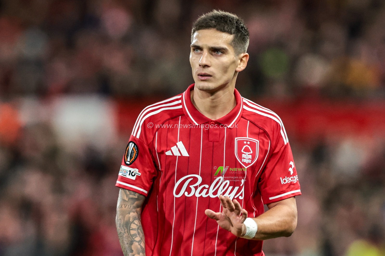 Nicolas Dominguez of Nottingham Forest during the UEFA Europa League Matchday 5 of 8 Nottingham Forest vs Malmo FF at City Ground, Nottingham, United Kingdom, 27th November 2025

(Photo by Mark Cosgrove/News Images)

*** GER AUT SUI OUT ***