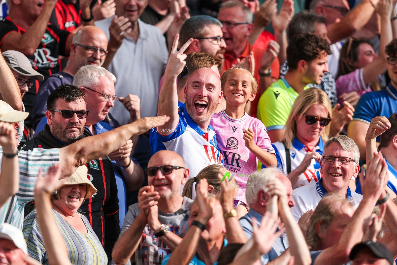 Blackburn Rovers fans celebrates the team's second goal during the Sky Bet Championship match Norwich City vs Blackburn Rovers at Carrow Road, Norwich, United Kingdom, 17th August 2024

(Photo by Izzy Poles/News Images)