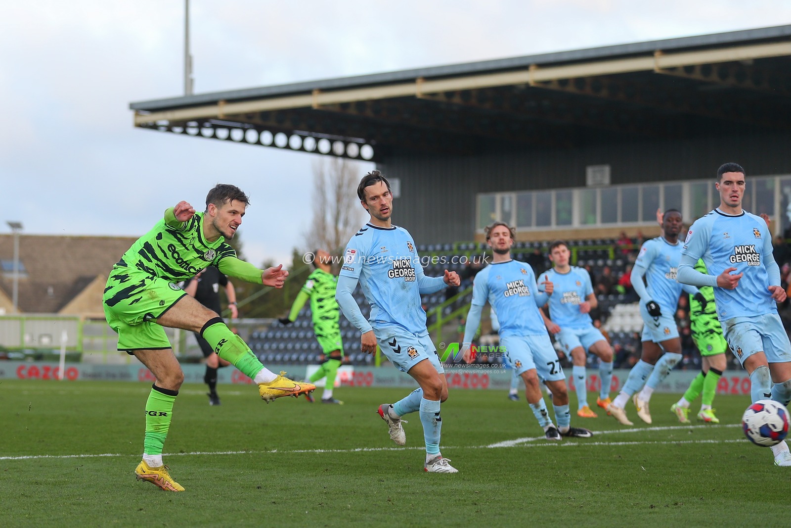 Josh March #28 of Forest Green Rovers has a shot at goal during the Sky Bet League 1 match Forest Green Rovers vs Cambridge United at The New Lawn, Nailsworth, United Kingdom, 3rd December 2022

(Photo by Gareth Evans/News Images)