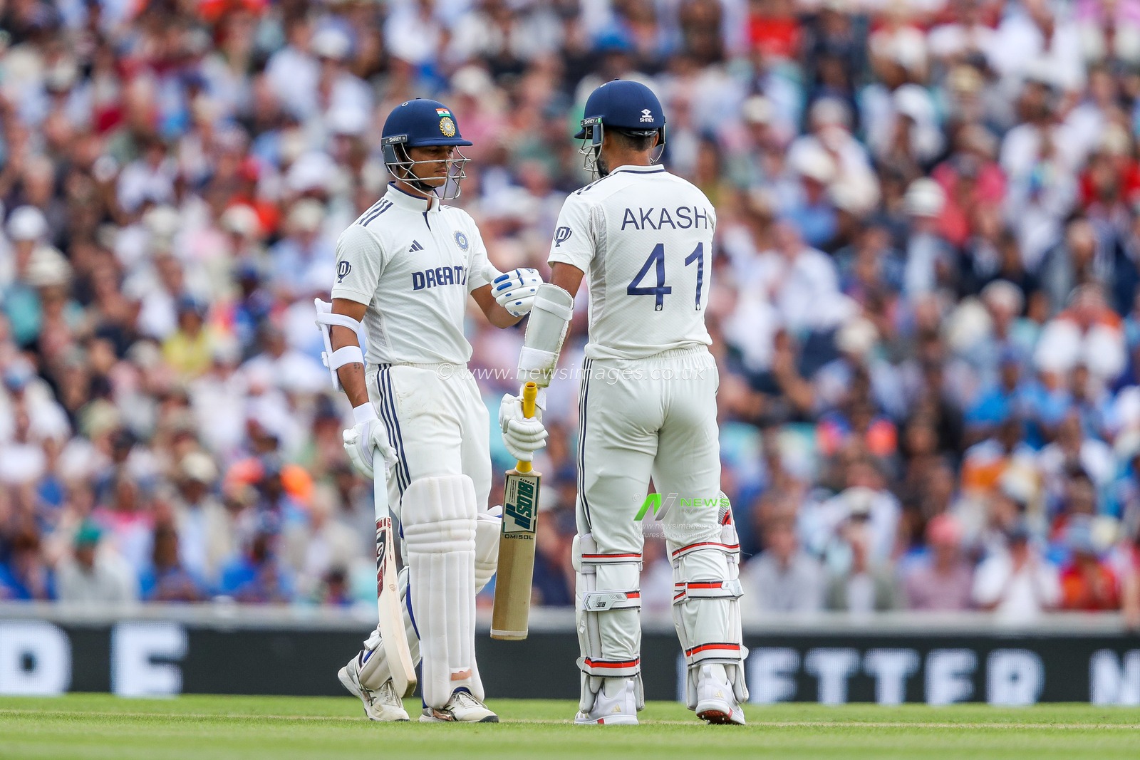 Yashasvi Jaiswaland and Akash Deep of India in action during the 5th Rothesay Test Match Day 3 England vs India at The Kia Oval, London, United Kingdom, 2nd August 2025

(Photo by Izzy Poles/News Images)