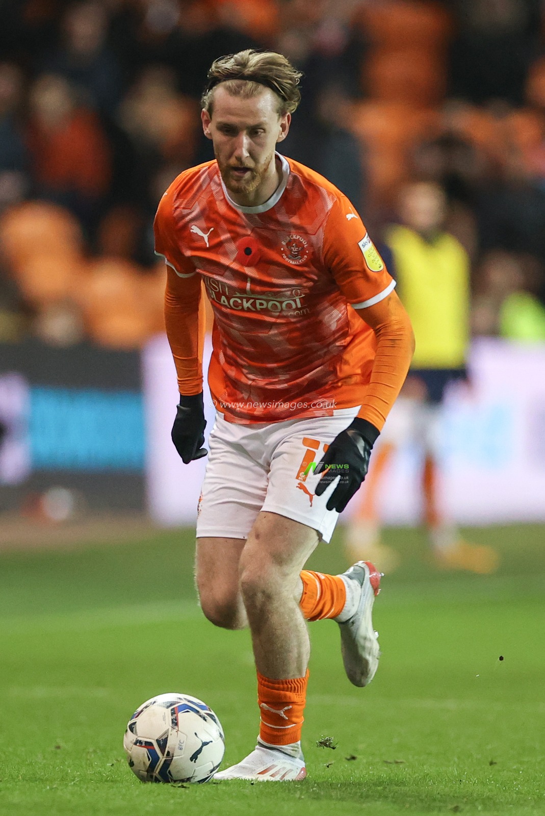 Josh Bowler #11 of Blackpool in action during the game
