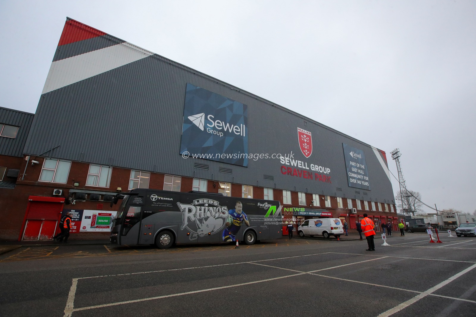 The Leeds Rhinos team bus arrives at The Sewell Group Craven Park Stadium ahead of the Betfred Super League Round 7 match Hull KR vs Leeds Rhinos at Sewell Group Craven Park, Kingston upon Hull, United Kingdom, 31st March 2023

(Photo by James Heaton/News Images)